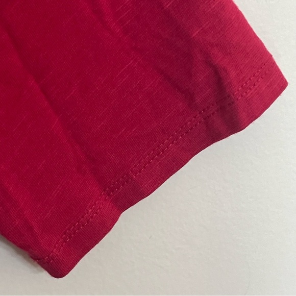 Horny Toad Rosalinda Dress Size Medium Red Organic Cotton Blend Ruched Midi - Picture 4 of 12